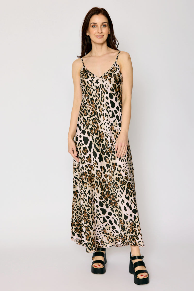 Leopard Bias Cut Tank Dress