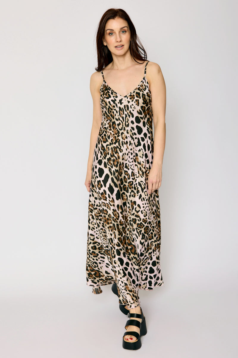 Leopard Bias Cut Tank Dress