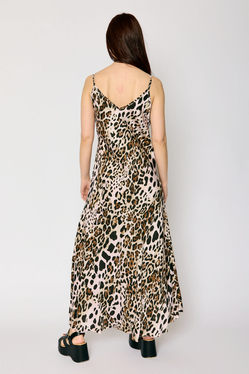 Leopard Bias Cut Tank Dress