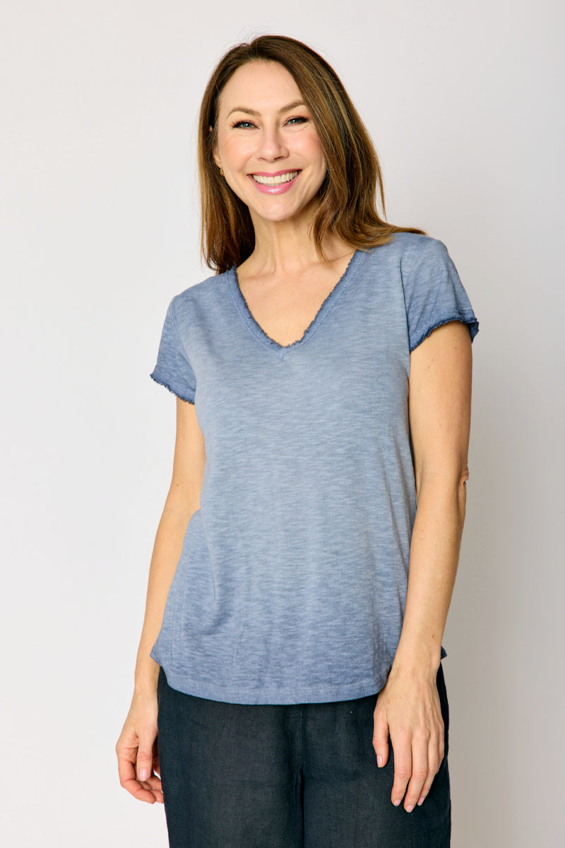 Distressed Ruffle Trim Tee (3 Colors)