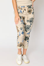 Italian Stretch Floral Pant (Mocha)