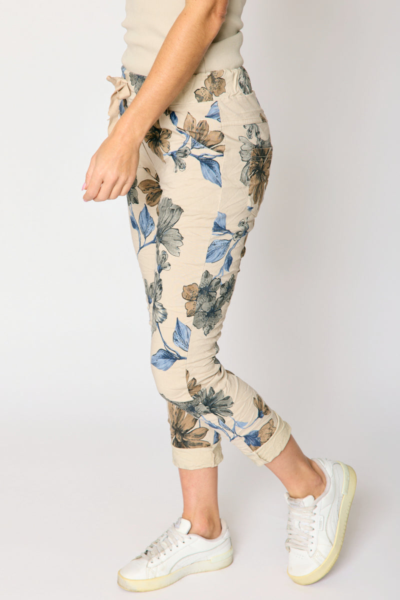 Italian Stretch Floral Pant (Mocha)