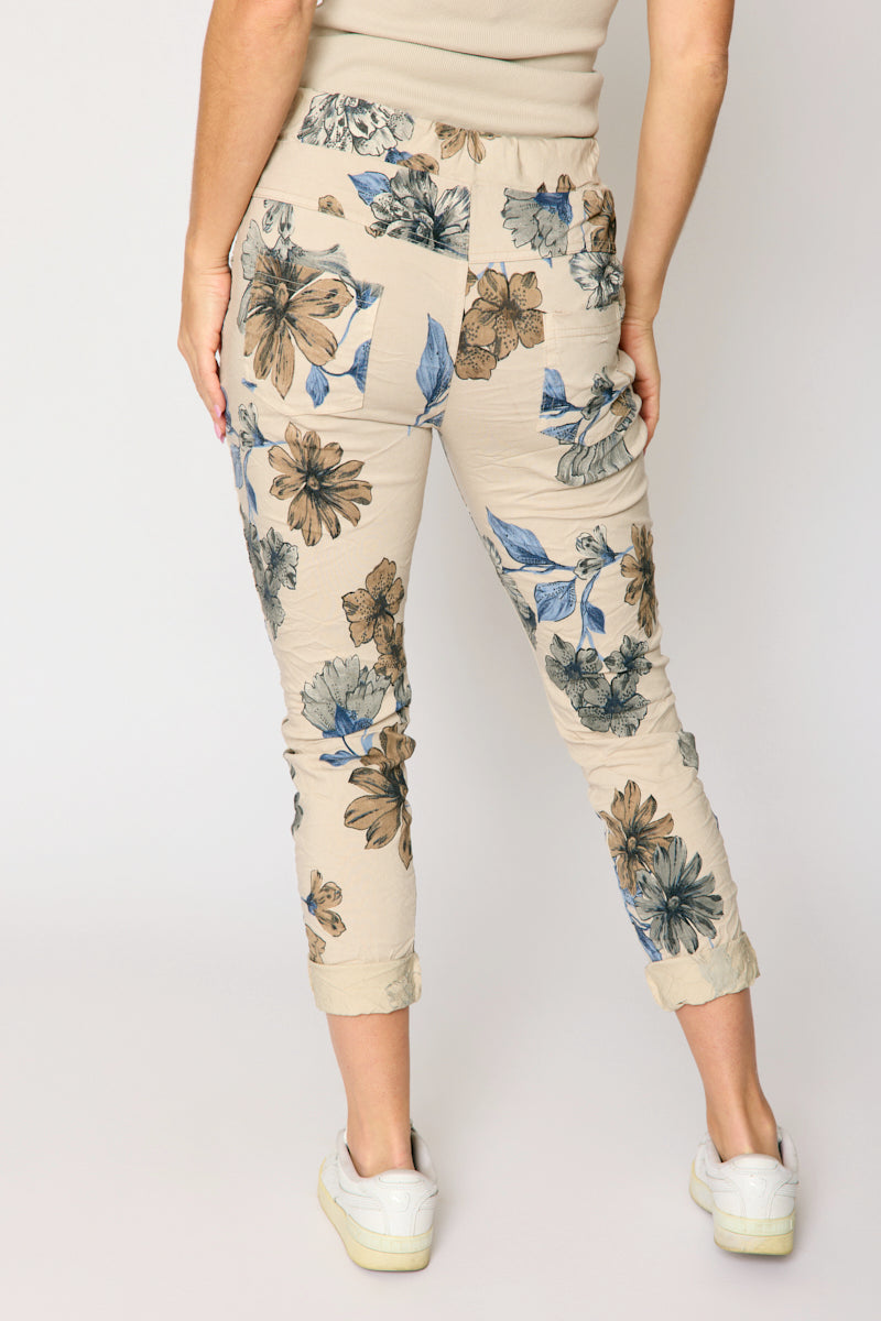 Italian Stretch Floral Pant (Mocha)