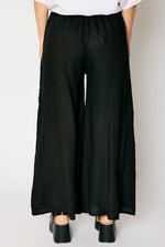 Linen Side Button Wide Leg Pant