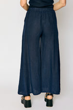 Linen Side Button Wide Leg Pant