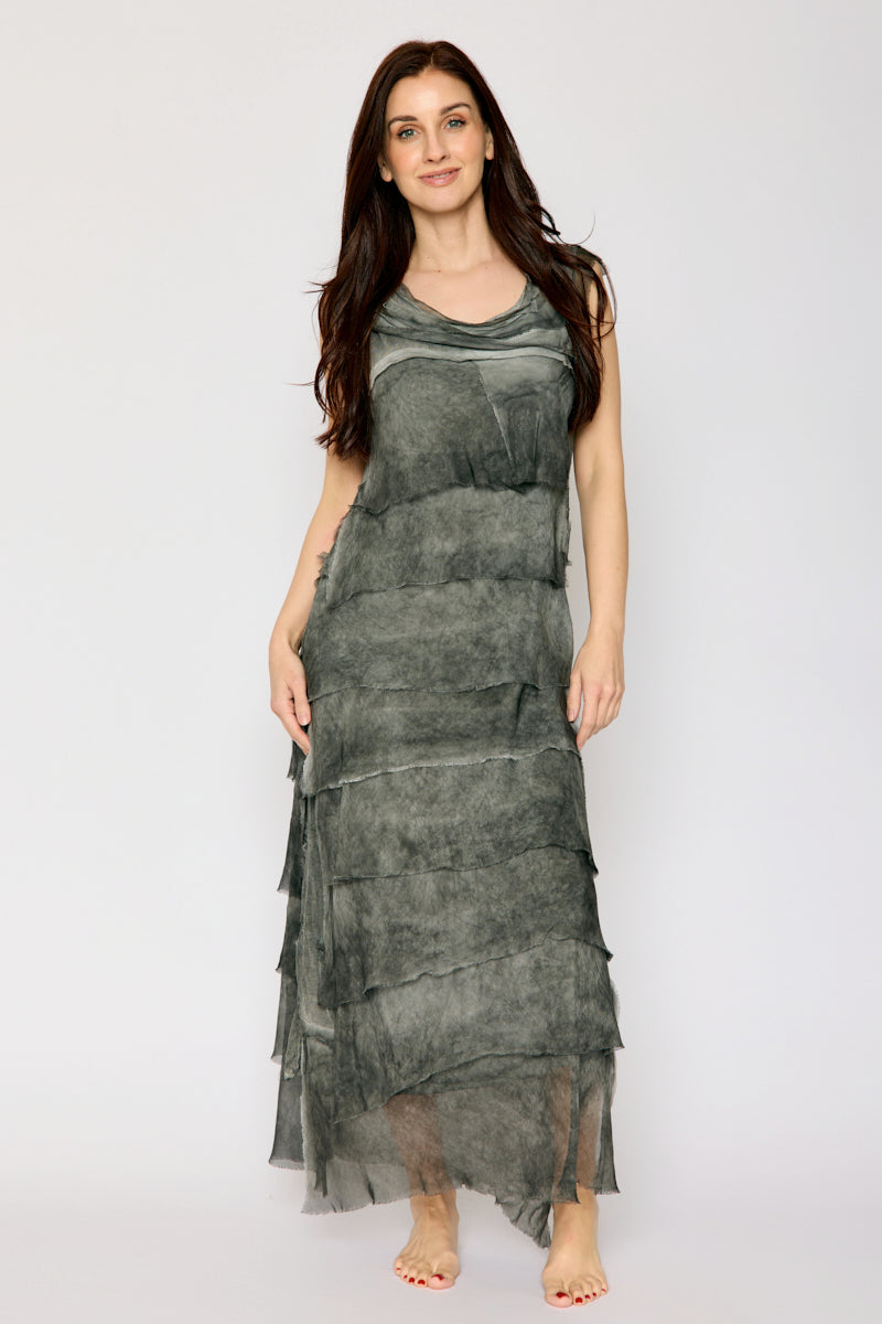 Italian Silk Long Layered Dress (7 Colors)