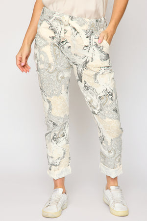 Italian Stretch Paisley Pattern Pant