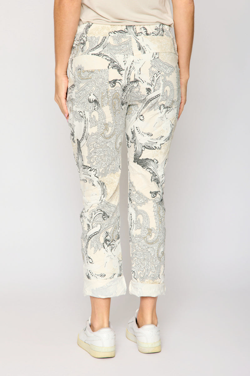 Italian Stretch Paisley Pattern Pant