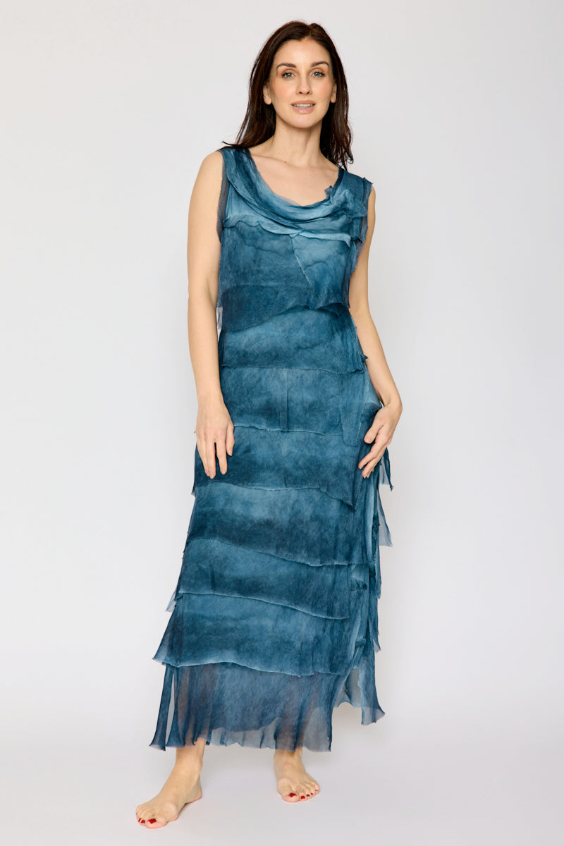 Italian Silk Long Layered Dress (7 Colors)