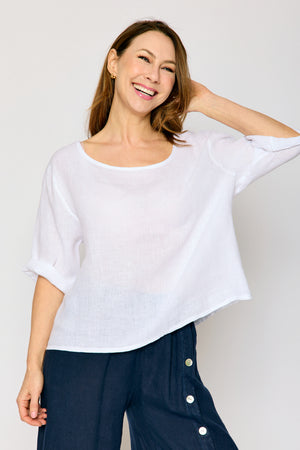 Button Back Linen Top (5 Colors)