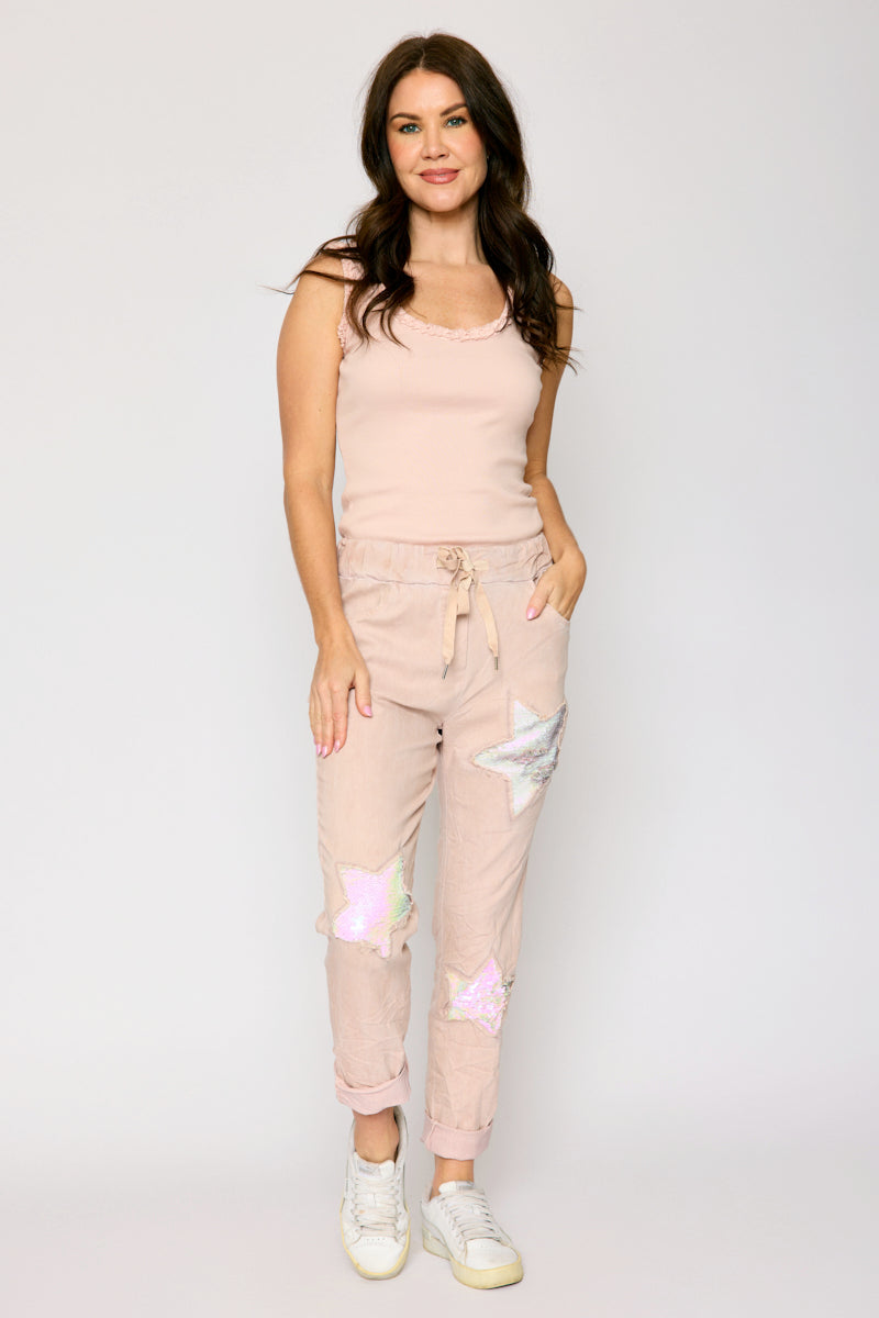 Sequins Star Italian Stretch Pant (2 Colors)