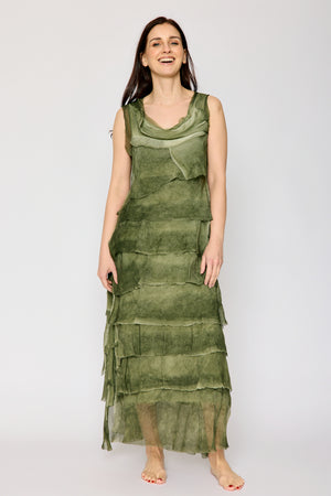 Italian Silk Long Layered Dress (7 Colors)