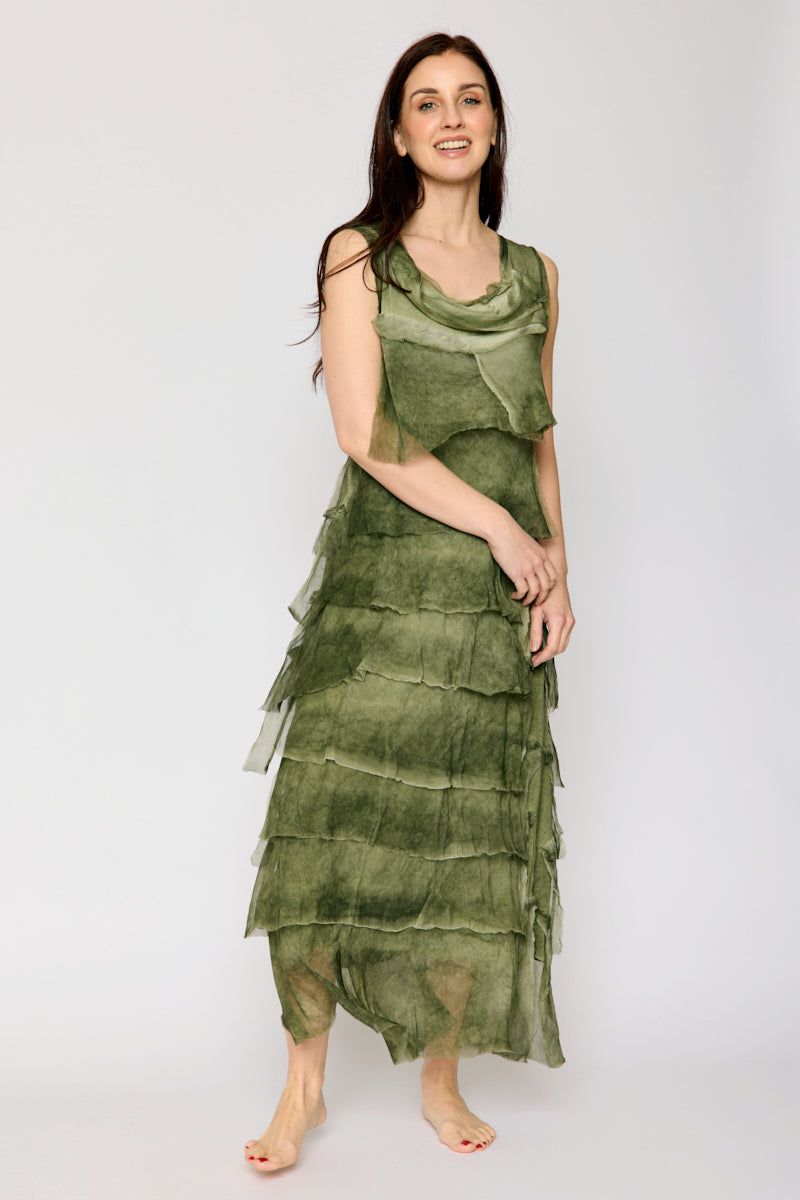 Italian Silk Long Layered Dress (7 Colors)