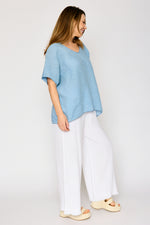 Raw Edge Bottom Woven Linen Pant (4 Colors)