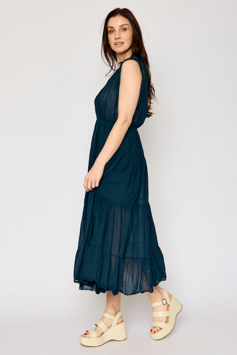 Deep V Cotton Voile Long Dress (2 Colors)