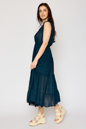 Deep V Cotton Voile Long Dress (2 Colors)