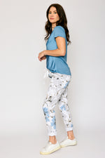 Italian Stretch White Floral Pant