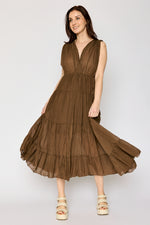 Deep V Cotton Voile Long Dress (2 Colors)