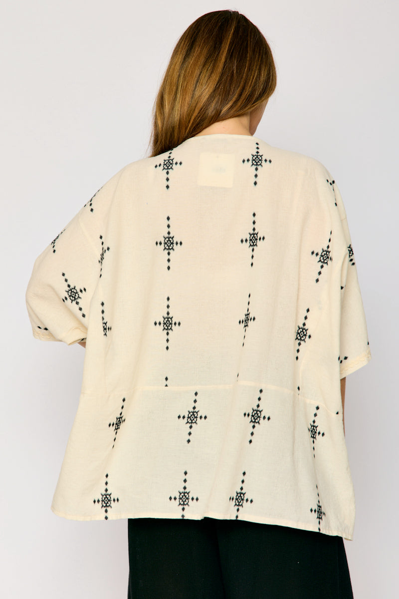 Oversized Linen Aztec Top