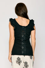 Eyelet Trim Top (2 Colors)