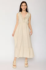 Ruffle Trim Linen Dress (3 Colors)