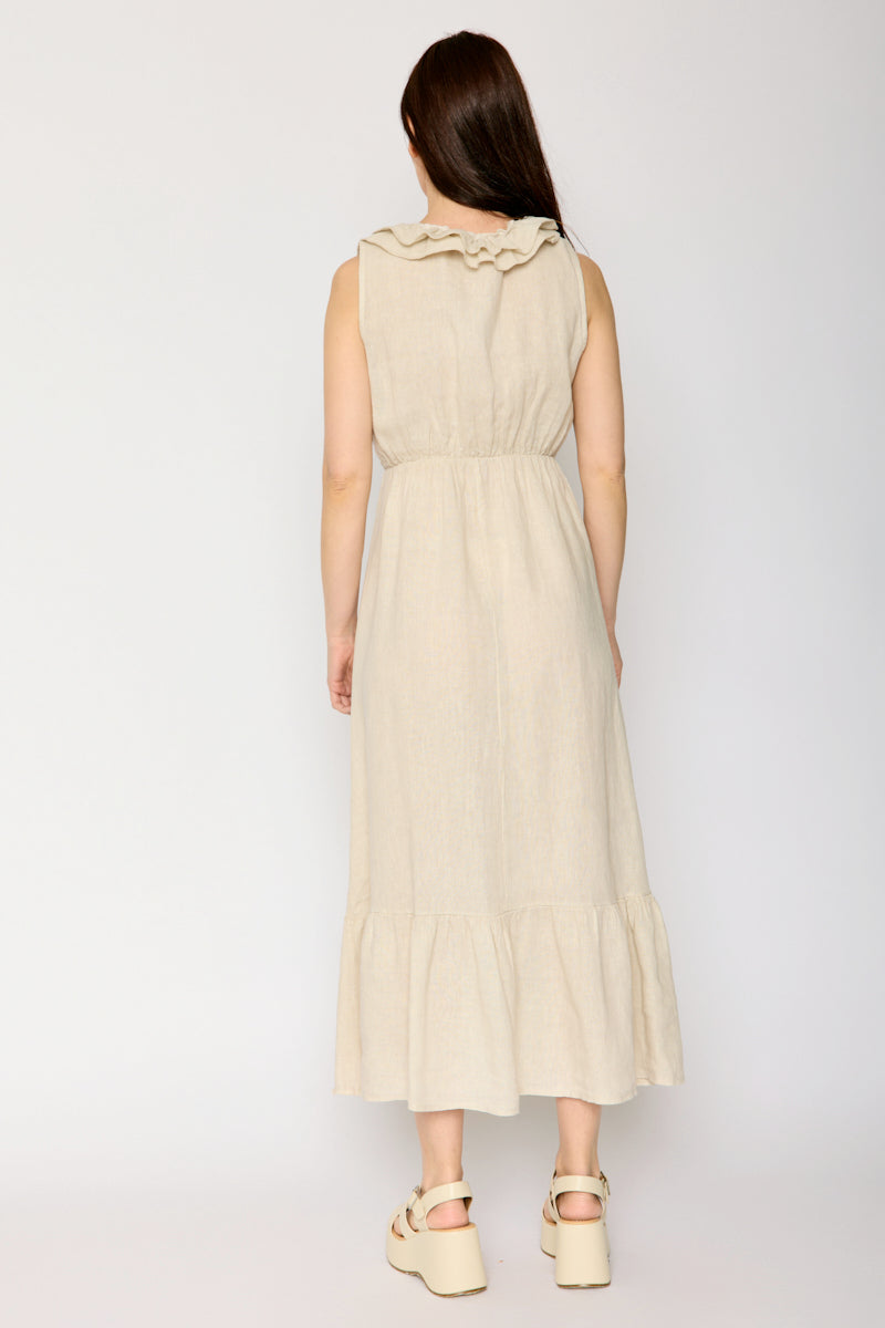 Ruffle Trim Linen Dress (3 Colors)