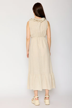 Ruffle Trim Linen Dress (3 Colors)