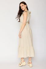 Ruffle Trim Linen Dress (3 Colors)