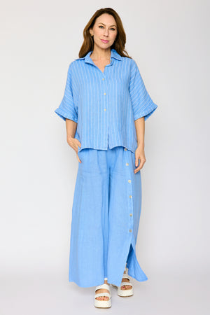 Linen Pinstripe Boyfriend Top