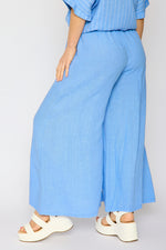 Linen Side Button Wide Leg Pant