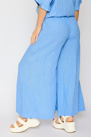 Linen Side Button Wide Leg Pant