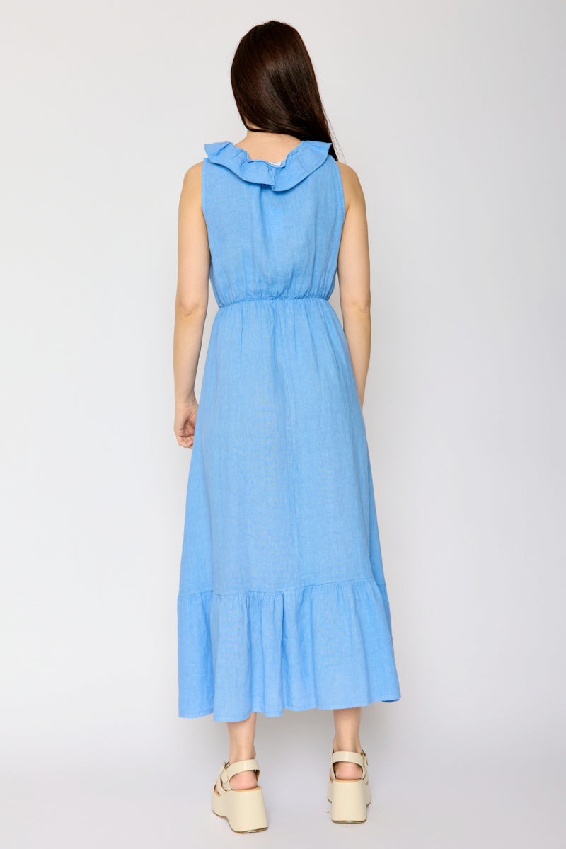 Ruffle Trim Linen Dress (3 Colors)