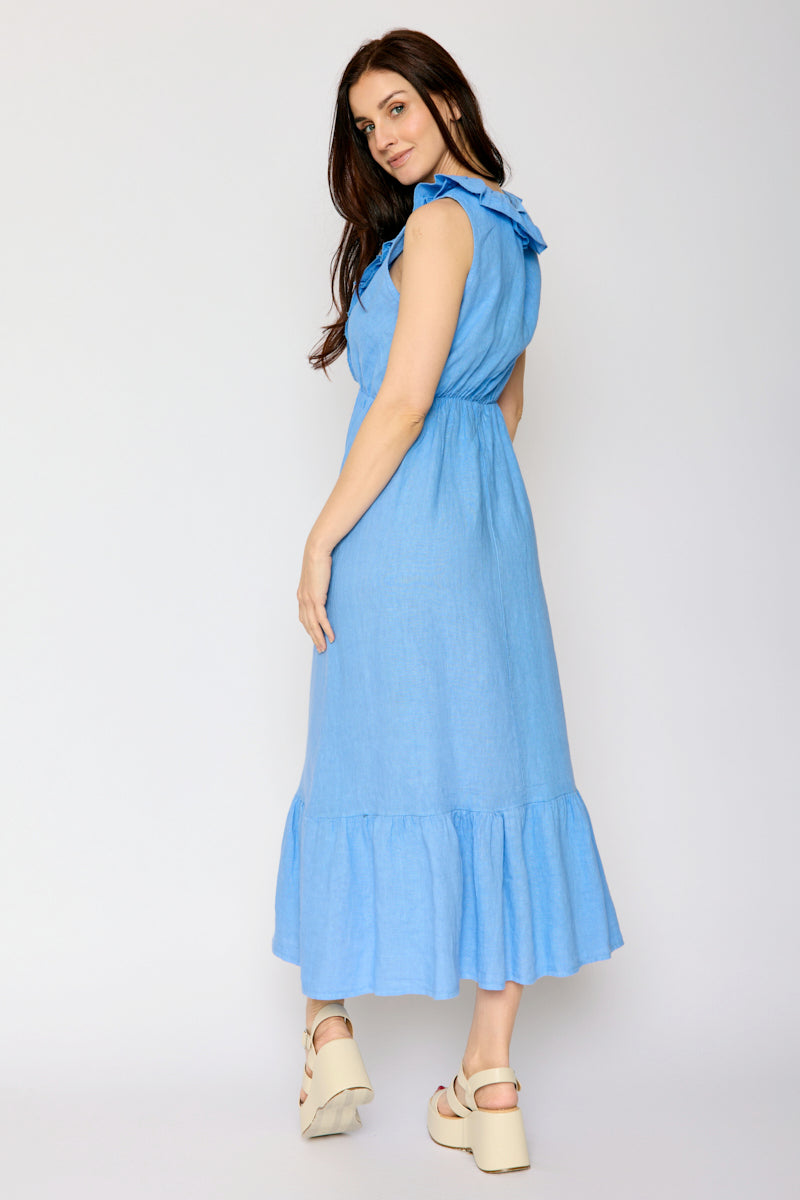 Ruffle Trim Linen Dress (3 Colors)