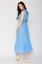 Ruffle Trim Linen Dress (3 Colors)