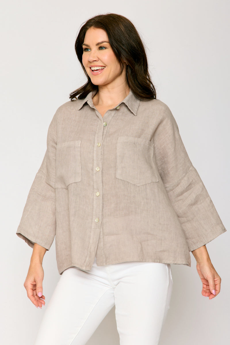 Relaxed Button Up Linen Shirt (4 Colors)