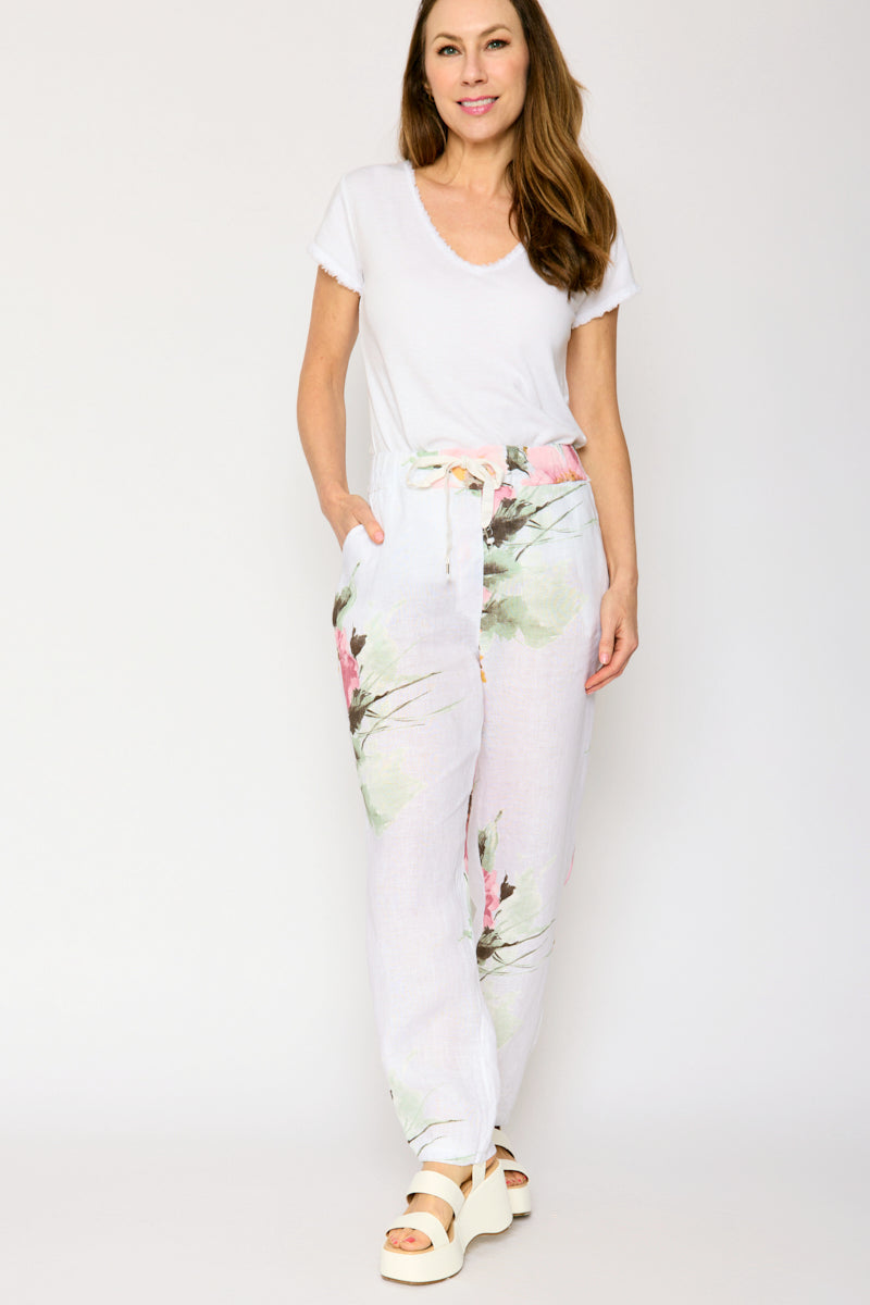 Linen Pink Floral Pant