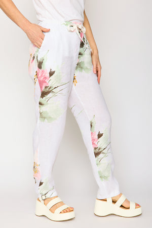 Linen Pink Floral Pant