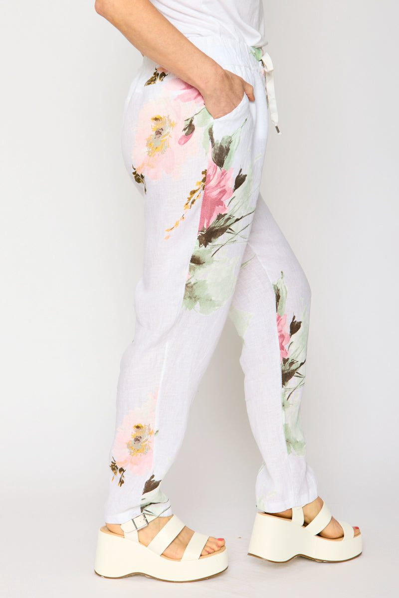 Linen Pink Floral Pant