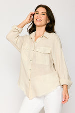 Linen  Raw Edge Pocket Shirt (6 Colors)