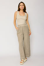 Raw Edge Bottom Woven Linen Pant (4 Colors)