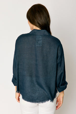 Linen  Raw Edge Pocket Shirt (6 Colors)