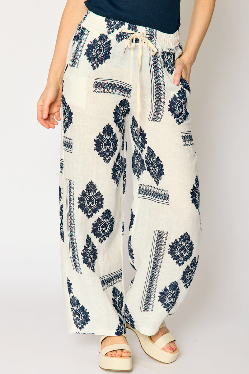 Linen Brocade Pattern Pant