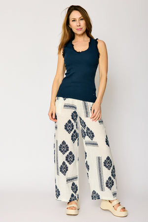 Linen Brocade Pattern Pant