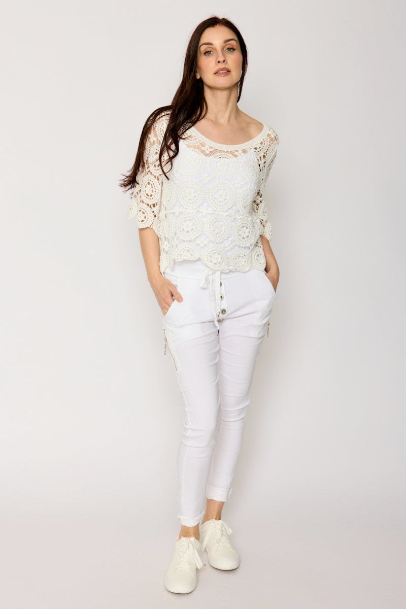 White Lace Cotton Top