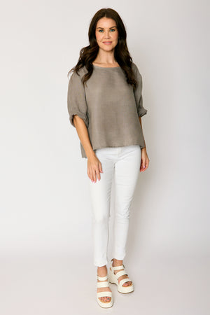 Button Back Linen Top (5 Colors)