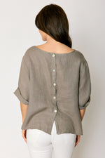 Button Back Linen Top (5 Colors)