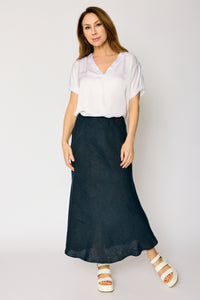 Linen Bias Cut Skirt (2 Colors)