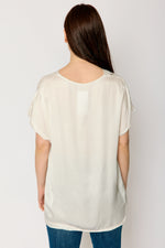 Satin V Neck Raw Edge Tee (5 Colors)