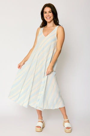 Bias Cut Summer Stripe Dress