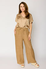 Linen Pant with Raw Edge Trim Waist (4 Colors)